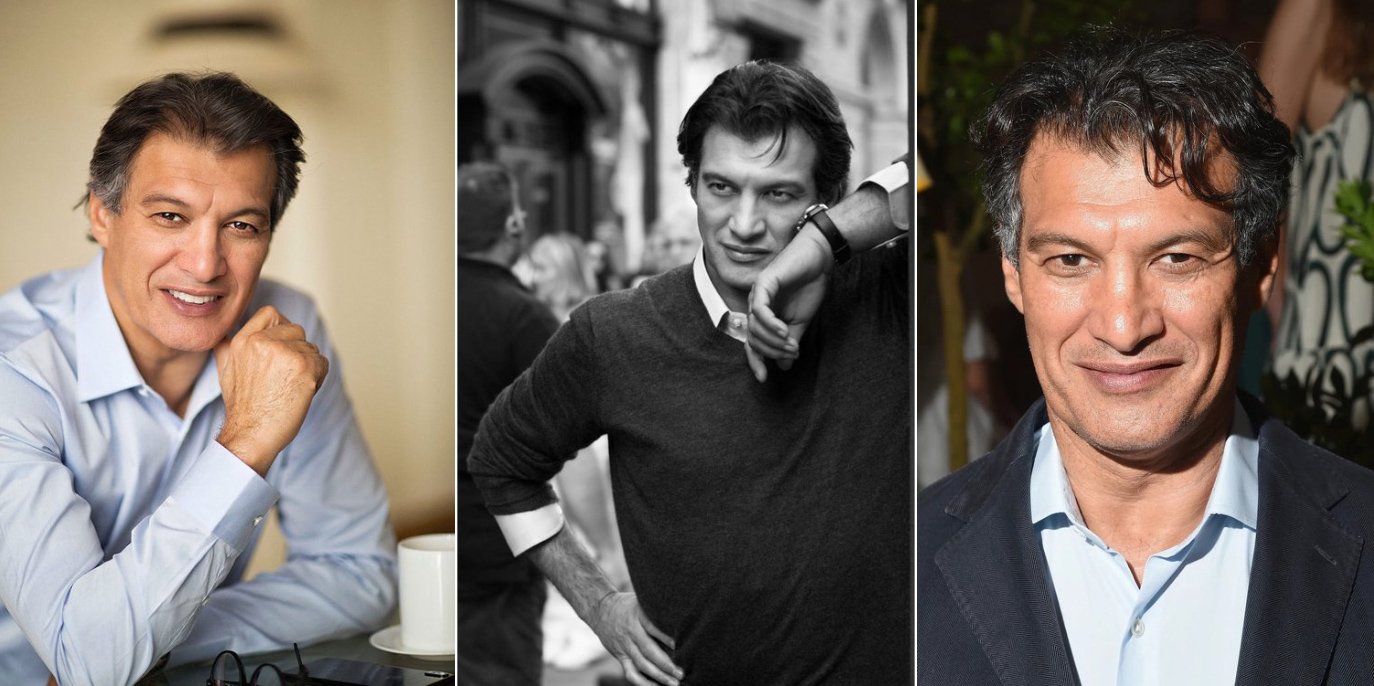 Three men, the first in a light blue shirt smiling at a camera, the second in a black sweater with curly hair posing outdoors, and the third in a dark blazer and light shirt smiling at the camera.